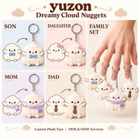 Porte-clés en peluche familial Nuage Poussin Maman Papa Fille Fils, breloque de sac, cadeau d'anniversaire, pendentif en peluche