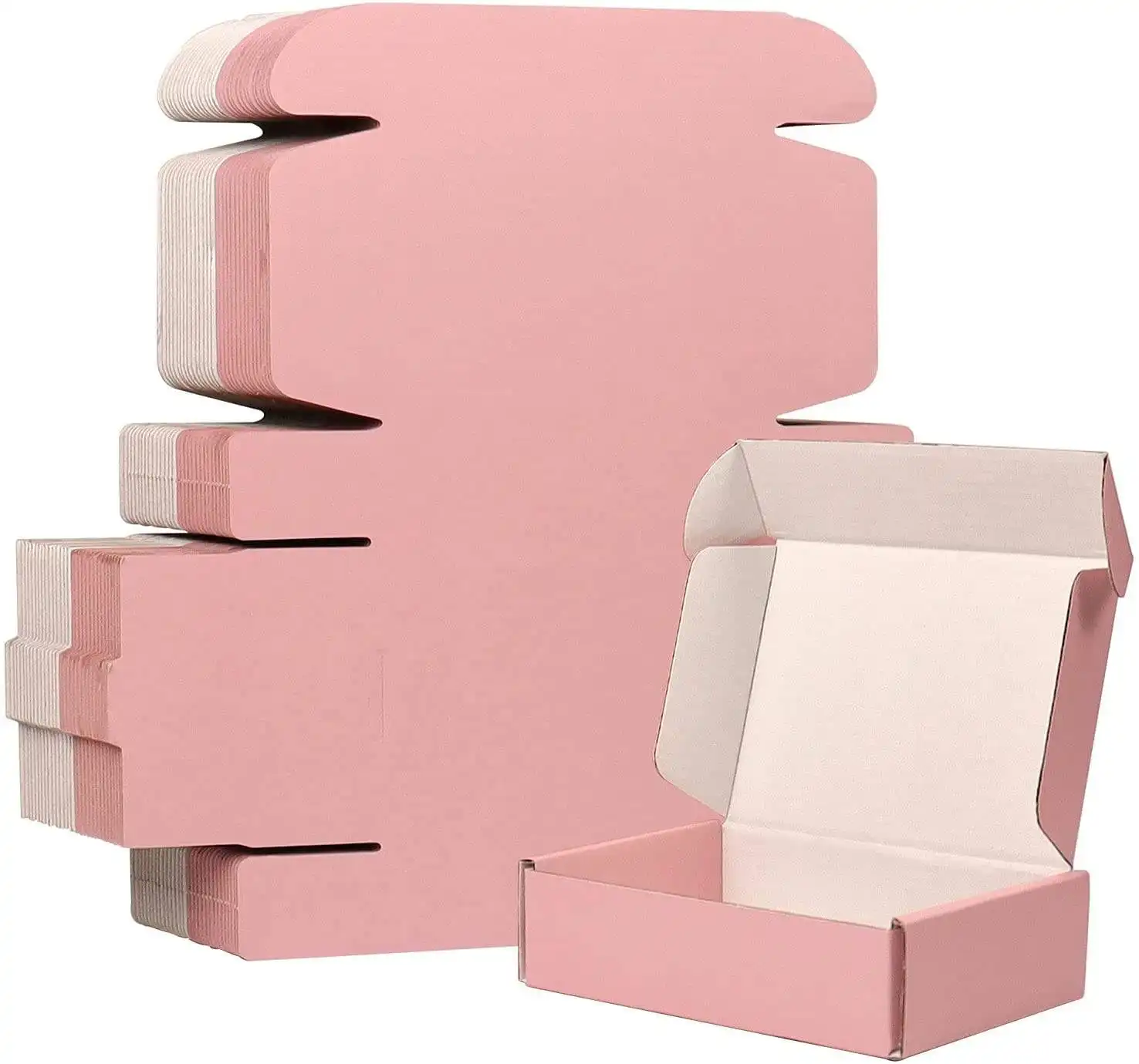 Grosir Logo kustom kotak pengiriman merah muda untuk bisnis kecil kotak kardus Mailer bergelombang kecil untuk kotak hadiah kemasan