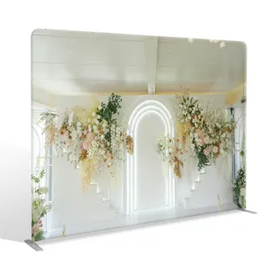 Custom All Size Adjustable Portable Wedding Event Backdrop Banner Aluminum Frames Tension Fabric Display