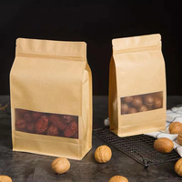 Pochette d'emballage de thé biodégradable Sacs d'emballage de thé aux herbes imprimées Pochette de collation écologique Sac kraft avec fenêtre transparente