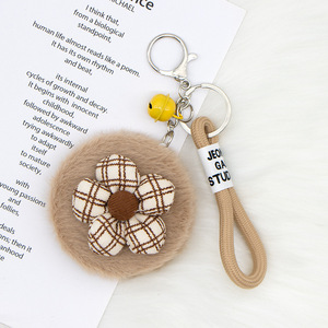 Pendentif miroir en peluche Hiver et Automne, Miroir de maquillage, Pendentif de <span class=keywords><strong>sac</strong></span> en peluche à pois et fleurs, Accessoire porte-clés - Product Image 3