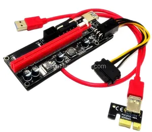 고품질 VER 009S PCI-E 1X ~ 16X LED 라이저 카드 익스텐더 PCI Express 어댑터 USB 3.0 케이블 전원 공급 장치