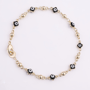 Fabricante Directo, Brazalete de Ojo del Demonio Chapado en Oro de 14K, Trébol Turco Esmaltado, Brazaletes Religiosos de Moda - Product Image 6