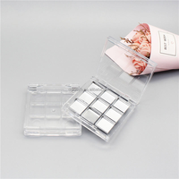 EN STOCK – Boîtier carré transparent fait main pour palette de fards à paupières neuf couleurs, étui à blush, plateau 9 compartiments, emballage de maquillage