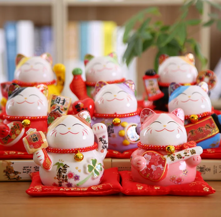 5 дюймовые Керамические Милый Деловой Подарок Фортуна Копилка в виде кошки 12 см Сильный lucky cat манэки-нэко \