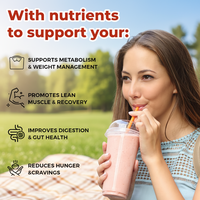 Meal Shake Brûle-Graisse, Substitut de Repas Protéiné, Fibres, Probiotiques, Saveur Gâteau aux Fraises, 20g de Protéines, Poudre Substitut de Repas