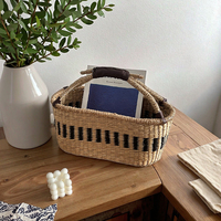 Panier de rangement multifonctionnel en jonc de mer tressé à la main, léger, écologique et coloré pour salle de bain, salon, jardin