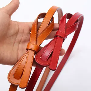 2024 Fashion Cowhide Young girl Slim Genuine Leather Belt Retro Knot Dress Belt Business Women's Suit Belt Accessories