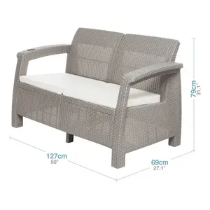 Sala Jardin esterno Terraza 6 Puestos Tipo Ratan Taupe - Product Image 5