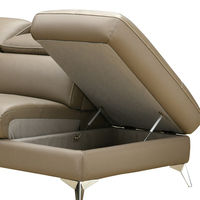 Canapé-lit d'angle multifonction de luxe en cuir véritable avec mécanisme électrique et rangement, idéal pour salon et hôtel moderne