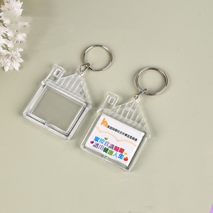 Nhựa nhà Keychain quảng cáo bất động sản DIY Khung rõ ràng nhựa Keyring chèn hình ảnh trong suốt Acrylic Móc khóa hình ảnh khung - Product Image 3