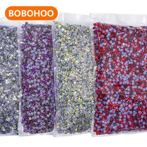 BOBOHOO Wholesale Bulk Bag Glue Glass ss6-ss30 None AB Colors Hotfix Stone Iron On Rhinestones For Clothing