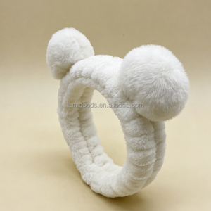 Bandeau de yoga et de fitness blanc personnalisé avec logo pour femmes et filles, en flanelle douce et polaire corail, réglable, pour le maquillage et le lavage du visage, idéal pour les soins de la peau - Product Image 6