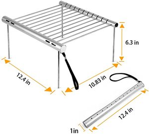 Parrilla Portátil para Camping, Plegable, Compacta, de Acero Inoxidable, para Carbón - Product Image 2