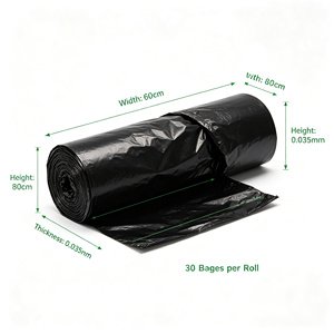 Black HDPE Trash Bag Roll <b>Large</b> Size Waste Bin Liner Heat Seal Plastic Garbage Bag for Household Outdoor Use - Product Image 1