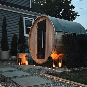 Sauna de Barril de Madera para Jardín, Estufa de Lujo para Exteriores, Moderna, Tradicional, Eléctrica, de Vapor Seco, de Cedro/Hemlock, 9KW - Product Image 6