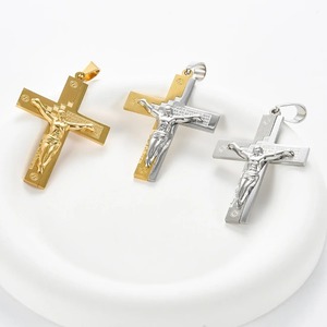 Collar con Colgante de Cruz de Jesús Grande de Acero Inoxidable, Estilo Religioso Católico, para Hombre y Mujer, Estilo Hip Hop, Color Plata y Oro, Amuletos Cristianos - Product Image 4