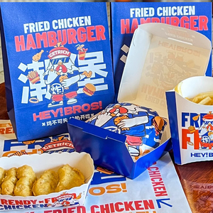 Cajas de Embalaje de Comida Rápida Desechables y Reciclables Personalizadas, Papel Kraft <span class=keywords><strong>con</strong></span> Impresión Personalizada para <span class=keywords><strong>Pollo</strong></span> Frito y <span class=keywords><strong>Papas</strong></span> Fritas para Llevar - Product Image 3