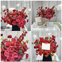 Arrangement floral artificiel de grandes roses DKB blanc, rose, rouge, bleu, vert sauge automnal, boule de fleurs pour centre de table de mariage