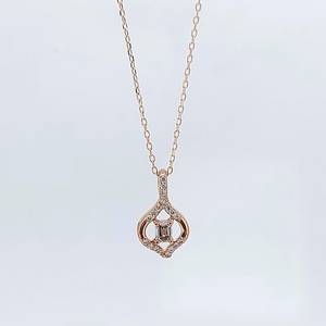 สร้อยคอเพชรทรงกลมและมรกต, ทองคำชมพู 14k, จี้เรียบหรูแบบมินิมอล, สร้อยคอเพชรสำหรับผู้หญิง, ของขวัญพิเศษสำหรับเธอ - Product Image 1