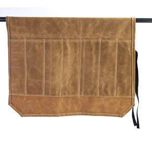 Wet Wax Canvas Knife Storage Bag 7pcs Durable Roll Up Chef <b>Kitchen</b> <b>Camping</b> Outdoor Portable Organizer Khaki Green - Product Image 3