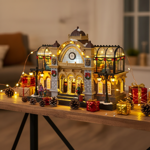 <span class=keywords><strong>Estación</strong></span> <span class=keywords><strong>de</strong></span> Tren Navideña <span class=keywords><strong>de</strong></span> Plástico con Luces LED y Música, Diseño Nuevo <span class=keywords><strong>de</strong></span> Melody, 12 Pulgadas, Decoración para Interiores, Casa Verde Navideña - Product Image 2