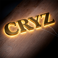 Finition Métallique Premium, Éclairage LED Halo Doux, Lumineux et Économe en Énergie, Enseigne avec Logo Personnalisé, Étanche en Extérieur, Installation Facile