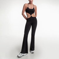 Combinaison de yoga pour femme, taille haute élastique en V, dos nu, imprimé sur le devant, séchage rapide, extensible dans quatre directions, en Spandex/Nylon