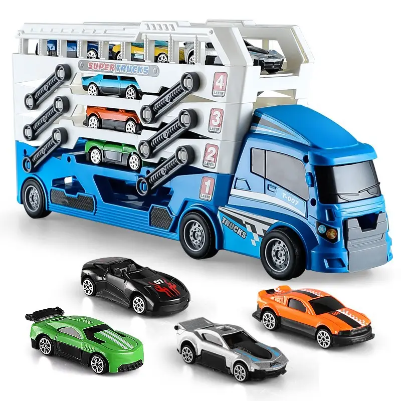 Hot bán gấp Container xe tải Diecast Mô hình xe xây dựng đồ chơi xe tàu sân bay ma sát xe đồ chơi thiết lập