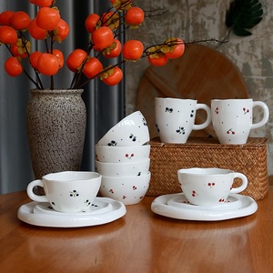 Korean Instagram Style Nordic Girl's Heart Fruit Coffee <b>Cup</b> <b>Saucer</b> Cherry Blueberry Porcelain Eco-Friendly Dishwasher Safe - Product Image 2