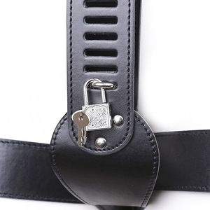 Ceinture de chasteté en cuir noir de forme ovale avec serrure pour adultes, accessoires intimes - Product Image 4