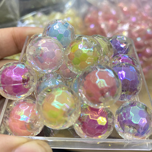 Cuentas Redondas Acrílicas de Color AB Mágico UV Plateadas de 16 mm, Cuentas Sueltas Brillantes para la Fabricación de Joyas, Material Metálico, Precio al por Mayor - Product Image 2