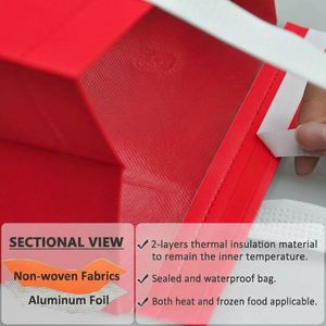 Custom <b>Disposable</b> Non Woven Aluminum Foil Laminated Thermal <b>Barbecue</b> Insulation Packaging Bag Silk Screen Printed Shoulder - Product Image 2