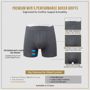 Hygieia <span class=keywords><strong>Boxer</strong></span> da <span class=keywords><strong>Uomo</strong></span> con Tasca Laterale, Comodi e Traspiranti, Anti-Sfregamento, Gamba Lunga, in <span class=keywords><strong>Cotone</strong></span> - Product Image 2