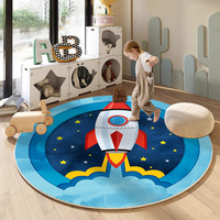 Tapis de jeu circulaire antidérapant nordique, tapis de sol en polyester doux et écologique, tapis en peluche pour enfants, tapis de dessin animé pour la maison