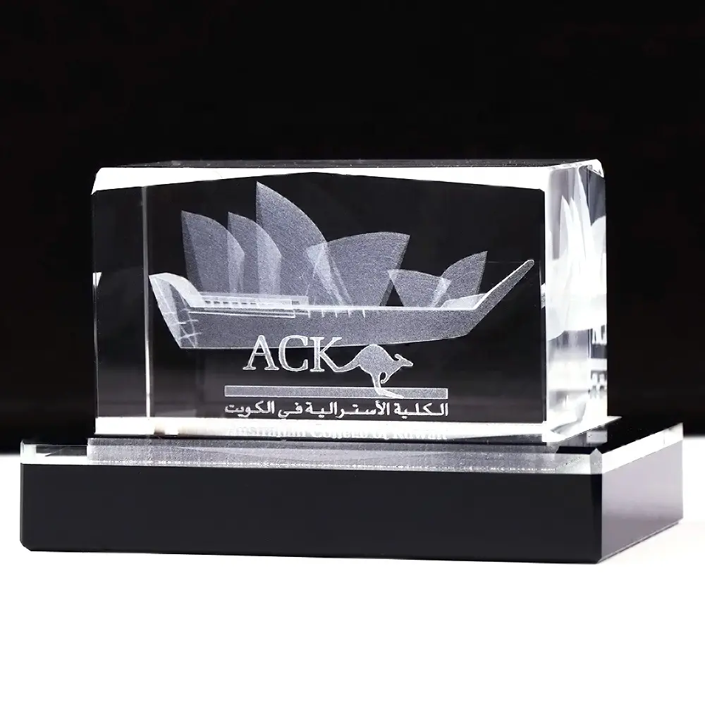 Artistic and Trendy New Design Sydney Opera House 3d Laser Engraved Crystal Cube Souvenirs
