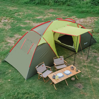 Tenda Camping Outdoor Ukuran Ekstra Besar untuk 12 Orang, Tenda Keluarga Model Terowongan dengan Kamar Tidur dan Ruang Tamu untuk Grup