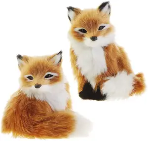 Faux Fur Fox Figurine Ornaments Beautiful and Life like Adorable Fox Taxidermy Fox