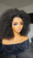 Perruque Courte Afro Bouclée Frisée en Cheveux Humains Naturels Brésiliens, Dentelle Frontale HD, Densité 210%, pour Femmes
