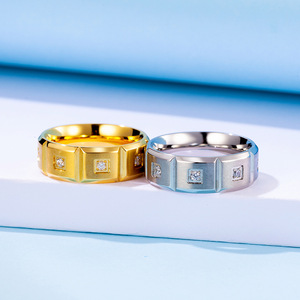 High End 18K PVD Gold Plated Matte Finish <b>Stainless</b> <b>Steel</b> <b>Ring</b> with Spaced Cubic Zirconia | Unisex,Hypoallergenic & Non Fading - Product Image 3