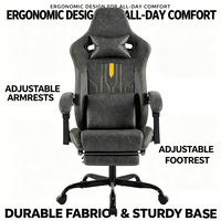 Chaise de jeu robuste avec support de 150 kg, coussin à ressorts ensachés, dossier haut massant et repose-pieds