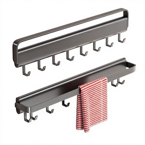 Toallero Plegable Moderno para Baño, Sin Perforaciones, Montado en la Pared con 6 Ganchos, para Baño y Cocina - Product Image 4