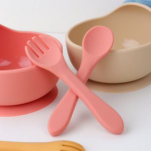 Juego de Cuchara y Tenedor de Silicona Suave <span class=keywords><strong>para</strong></span> Bebés, <span class=keywords><strong>para</strong></span> la Alimentación con Comida <span class=keywords><strong>Complementaria</strong></span>, con un Diseño Simple y Bonito - Product Image 4