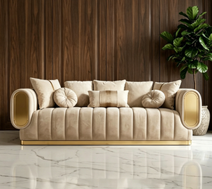 Sofá Seccional de Lujo en Terciopelo con Estructura de Acero Inoxidable, Cómodo para Sala de Estar, Apartamento, Casa, Hotel, Centro Comercial, Modelo MR-3032S - Product Image 5