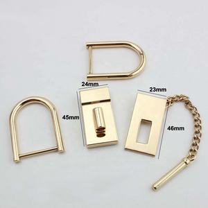 Nolvo World bag lock set,gold light gold lock 120cm chain crossbody bag Big screw D rings set per Hardware in vera pelle - Product Image 3