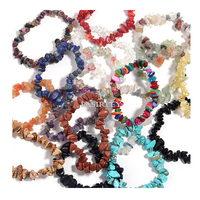 Bracelet élastique en pierre naturelle concassée de style ethnique irrégulier en quartz rose naturel en gros