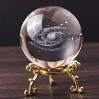 Cadeaux créatifs, boules de verre en cristal sculptées en 3D, lumières colorées, bases en bois LED