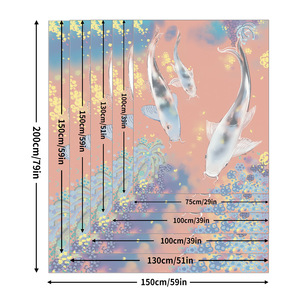 Couverture Polaire Rectangulaire en Flanelle Imprimée Poissons Koi, Anti-Boulochage, Lavable en Machine, Décoration Maison, Style Quatre Saisons, Vente en Gros - Product Image 6
