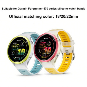 Forwelleny Bracelet de sport intelligent en silicone transparent élastique et respirant 18mm 20mm 22mm pour <span class=keywords><strong>Garmin</strong></span> Forerunner570 3 couleurs - Product Image 2