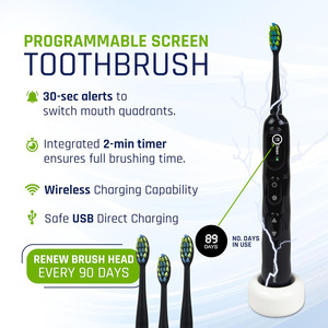 Brosse à dents électrique Cosmic Black Rechargeable Smart Toothbrush Adultes Waterproof Plastic Hard Poils Type-C - Product Image 4